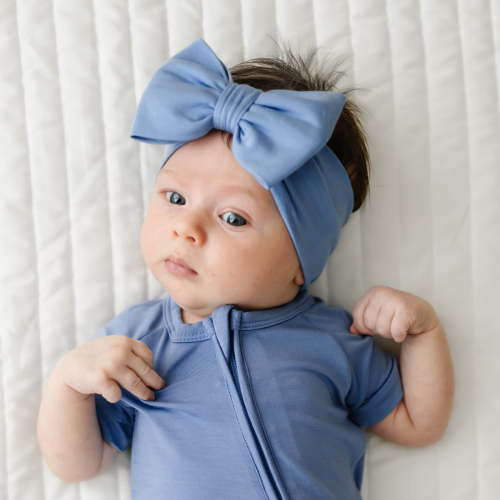 Slate Blue Luxe Bow Headband