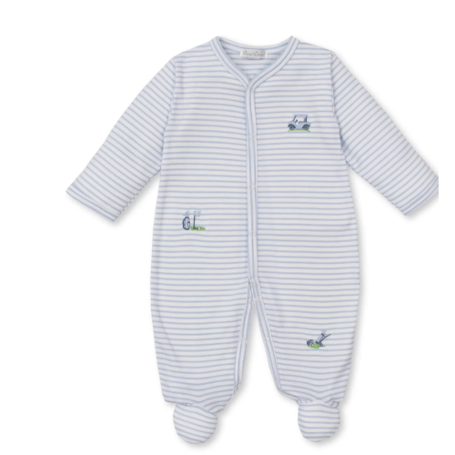 Golf Blue Stripe Footie - Size 0-3 months