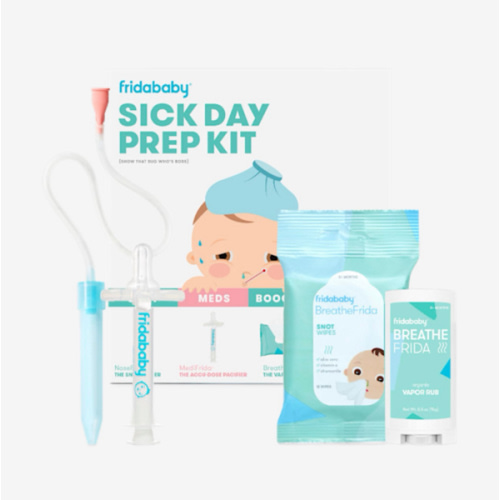 Frida Baby Sick Day Prep Kit, Sick Baby Essentials Includes NoseFrida Nasal Aspirator, MediFrida Pacifier Medicine Dispenser, Breathefrida Vapor Chest Rub + Snot Wipes, Soothe Stuffy Noses for Babies