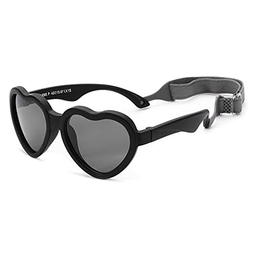 COASION Baby's First Sunglasses with Strap, Unbreakable Polarized Newborn Infant Heart Sunglasses for Ages 0-24 Months