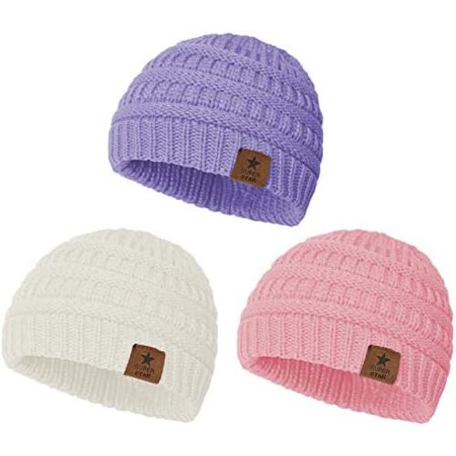 Durio Soft Warm Knitted Baby Hats Caps Cute Cozy Chunky Winter Infant Toddler Baby Beanies for Boys Girls
