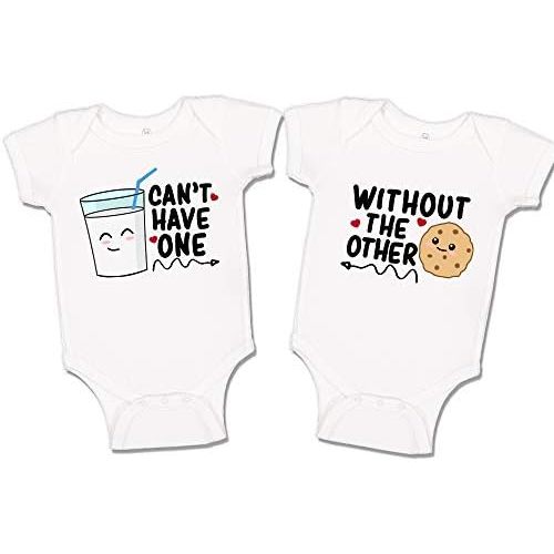 Milk and Cookies Baby Outfit Matching Twin Baby Bodysuits or Toddler T-Shirts Clothing Set