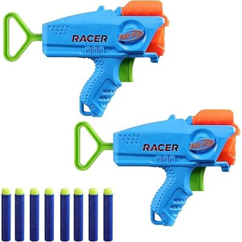 Nerf Elite Racer Easy-Play Dart Blaster 2 Pack, 8 Nerf Elite Darts, Nerf Blaster Outdoor Toys, Ages 6+ (Amazon Exclusive)