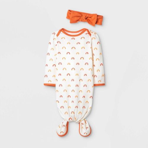 Baby Girls' Earth & Sky NightGown with Headwrap - Cloud Island™ Cream/Orange
