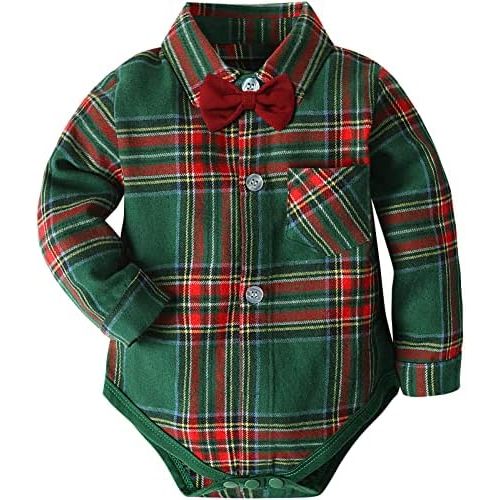 A&J DESIGN Infant Baby Boys Dress Shirt Bodysuit Gentleman Formal Wedding Long Sleeve Rompers