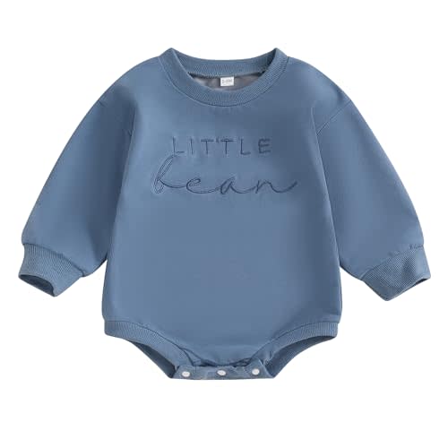 GINEVSAL Little Bean Baby Outfit Infant Girl Boy Fall Clothes Little Peanut Embroidery Long Sleeve Romper Bodysuit Outfits