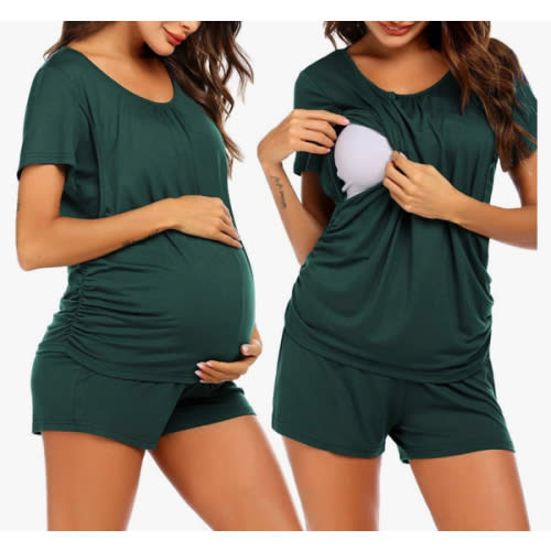 Ekouaer Women's Maternity Nursing Pajamas Set