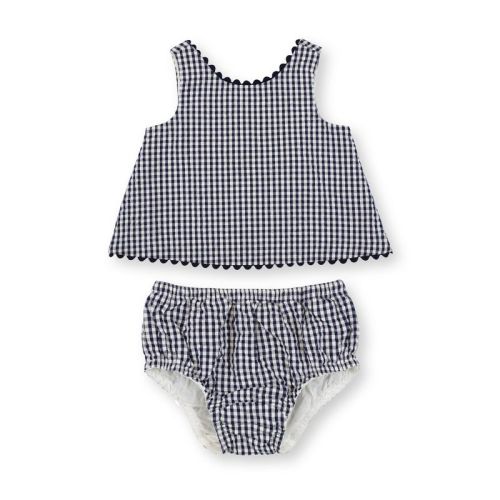 Hope & Henry Baby Flyaway Back Set, Color: Navy gingham seersucker, Size: 3-6 months