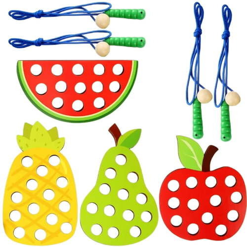 Rope Game Toy Montessori Educational Toys Toddler Fine Motor Ages 2-4 Kids Wood Threading Sports Child Baby