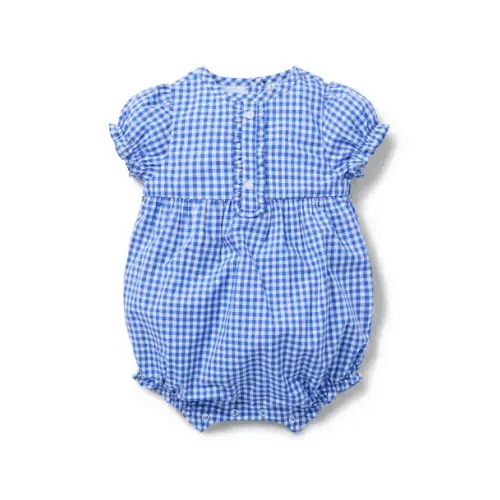 Newborn Light Sky Blue Gingham Baby Gingham Ruffle Romper by Janie and Jack