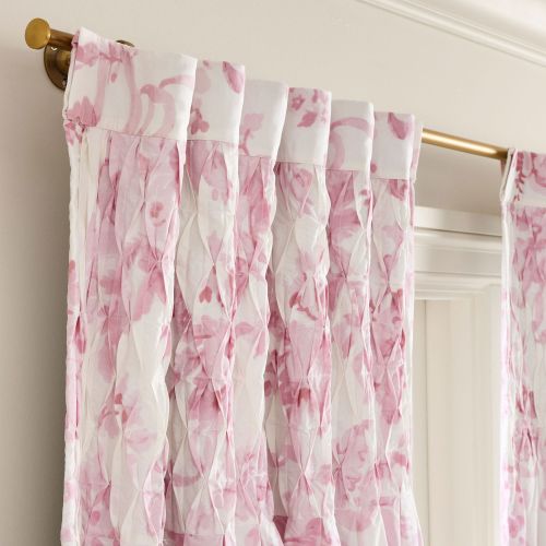 LoveShackFancy Smocked Damask Blackout Curtain, 52"x84", Blue