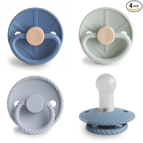 FRIGG SilkySoft Silicone Baby Pacifier 4-Pack Skyline Serenity | Made in Denmark | BPA-Free (6-18 Months)