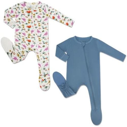 HAPIU Rayon from Bamboo Baby Footed Pajamas, 2 Way Zipper YKK, Footie for Baby Boy Girls, Newborn-24 Months