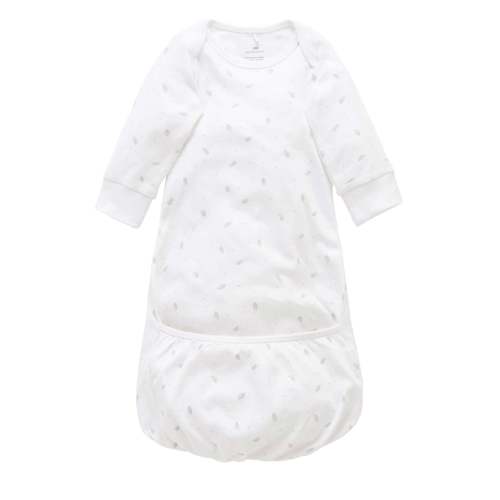 Sleepsuit - Pale Grey Leaf w Spot - Purebaby