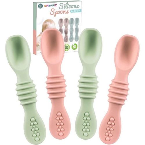 Silicone Baby Spoons For Baby Led Weaning 4-pack, First Stage Baby Feeding Spoon Set Gum Friendly Bpa Lead Phthalate And Plastic Free