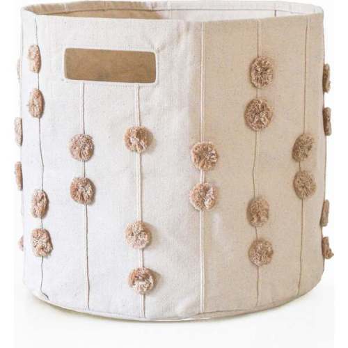 Handmade Canvas Storage Basket Pom Pom, Taupe - Makemake Organics | Maisonette