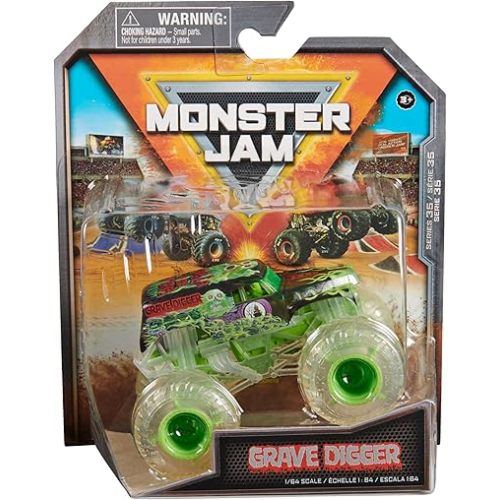 Monster Jam, Official Grave Digger Monster Truck, Die-Cast Vehicle, 1:64 Scale, Kids Toys for Boys Ages 3 and up