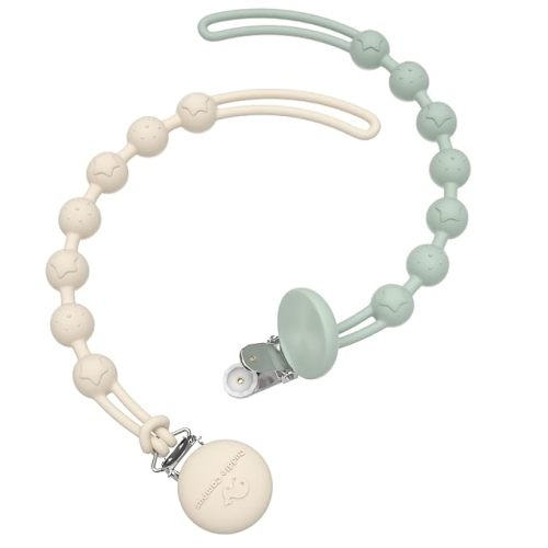 Cuddle Campus Silicone Pacifier Clip Holder with One Piece Design,Soft Flexible Binky Clips with Texture for Baby Boy and Girl Pack of 2 (6m+)