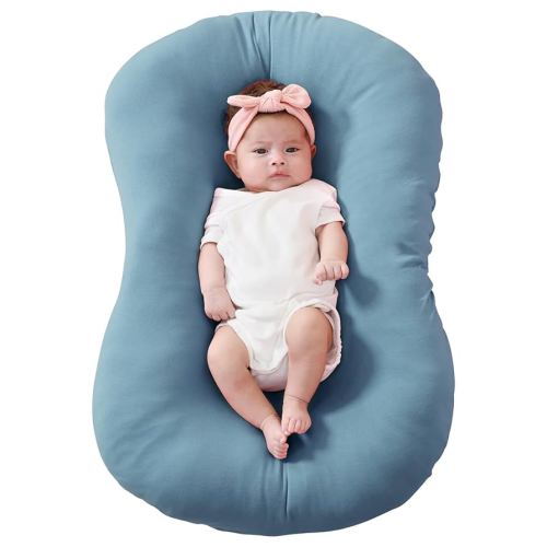 FUNUPUP Baby Lounger Cover Compatible with Snuggle Me Lounger, Rayon Made from Bamboo Infant Lounger Pillow Cover for Newborn, Removable Elastic Newborn Lounger Cover,Cover Only,Blue