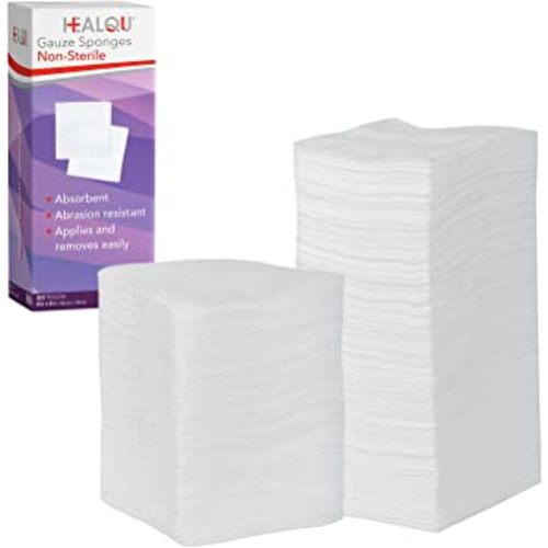 HEALQU Gauze Pads 4"x4" - 200-Pack, 4-Ply Non-Woven Sponges Non-Sterile, All-Purpose Dental and Surgical Sponges Including First Aid Kits and Medical Facilities