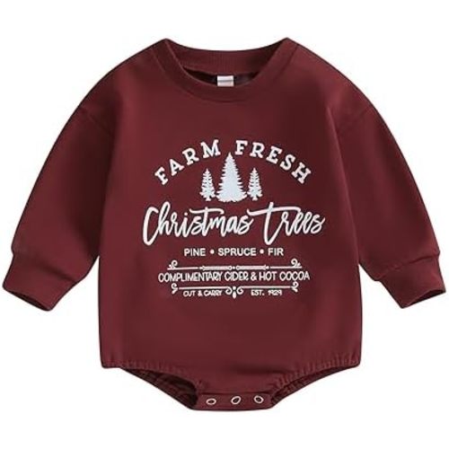 MERSARIPHY Baby Christmas Clothes Baby Boy Girl Sweatshirt Romper Santa Baby Romper Tops Fall Winter Outfits