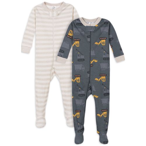 Gerber Baby & Toddler Neutral Snug Fit Footed Cotton Pajamas, 2-Pack, Sizes 0/3 Months - 5T