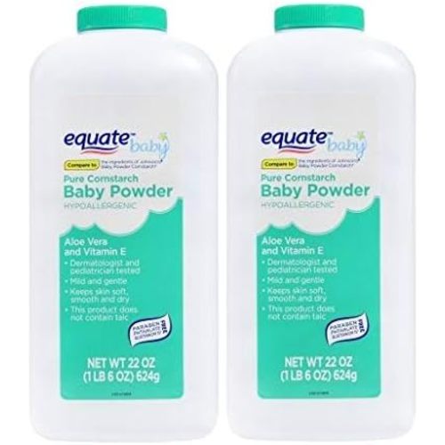 Pure Cornstarch Baby Powder Aloe and Vitamin E (22 oz - 2 Pack)