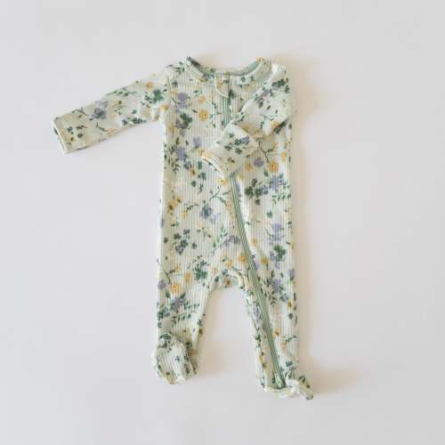 Zipper Footie Onesie in Secret Garden
