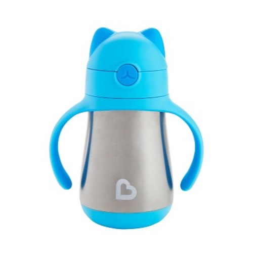 Munchkin Cool Cat Stainless Steel Straw Cup - Blue - 8oz