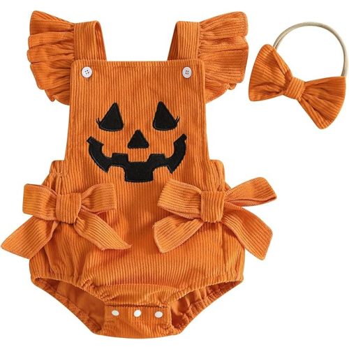 YINGISFITM My First Halloween Baby Girl Outfit Newborn Pumpkin Bubble Romper Infant Jumpsuit Overalls Cute Pumpkin Clothes