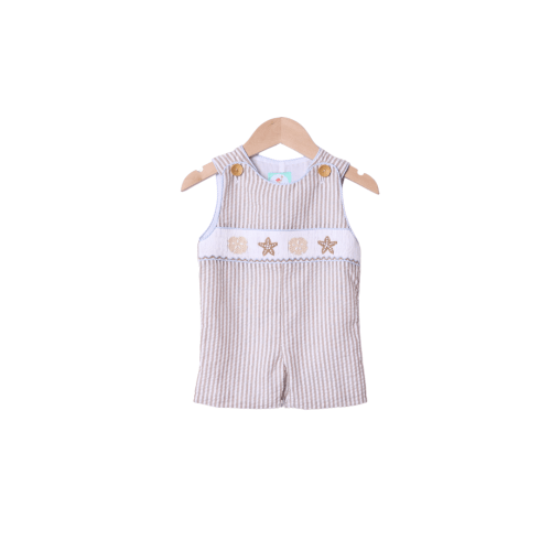 Smocked Starfish Khaki Seersucker Jon Jon