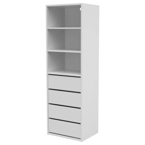 Flexi Storage Wardrobe 400mm White Matte 3 Shelf And 4 Drawer Unit