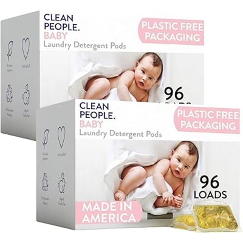 The Clean People Laundry Detergent Pods - Recyclable Packaging, Hypoallergenic, Stain Fighting - Ultra Concentrated, Laundry Soap -Baby (Free Unscented), 192 Pack