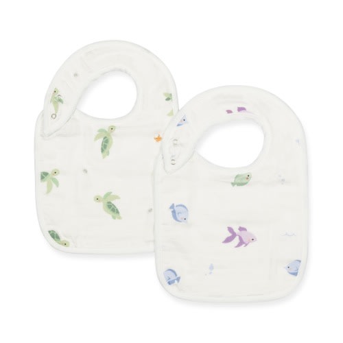 Fish & Turtle Bib Set