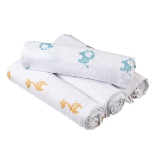 aden by aden + anais Muslin Swaddle Blanket 4 Pack - Safari Friends