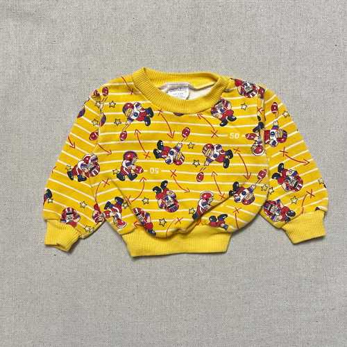 90s Kids Infant Baby Vintage American Football AOP Yellow Stripe Cute Longsleeve Sweatshirt Top / 9m 12m