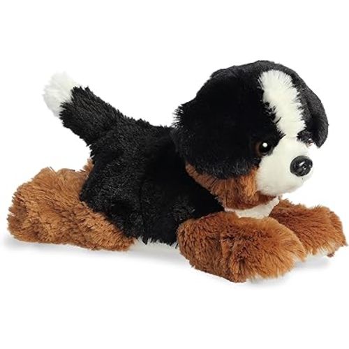Aurora® Adorable Mini Flopsie™ Bernie Mountain Dog™ Stuffed Animal - Playful Ease - Timeless Companions - Black 8 Inches