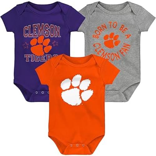 Outerstuff NCAA Teams Newborn Baby and Infant Born to Be Short Sleeve Bodysuit Variety 3-Pack (0-18m)