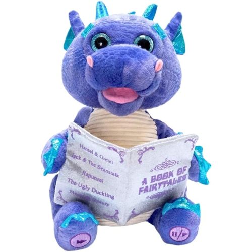 Cuddle Barn | Duncan The Storytelling Dragon with Light Up Eyes |Animated Stuffed Animal Plush Toy | Mouth Moves, Head Sways and Eyes Light Up | Recites 5 Fairy-Tales - 11"
