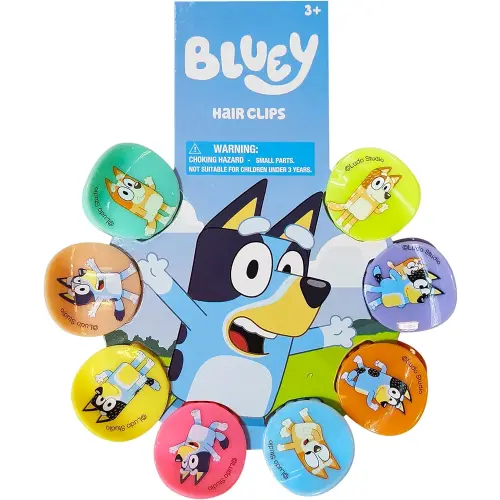 LUV HER Bluey Girls Butterfly Hair Clips - 8 Cute Hair Clips with Small Soft Claw, Clips for Every Occasion - Multi Color with Your Favorite Bluey Characters - Ages 3+