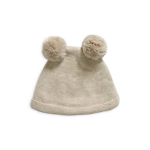 Double Pompom Organic Cotton Beanie
