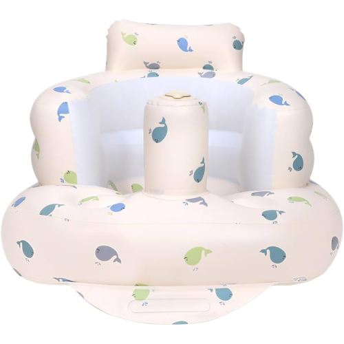 Inflatable Baby Chair, Inflatable Baby Seat for Babies 3 Months and Up, Summer Blow Up Chair with Built in Air Pump, Bumbo Seat for Learning to Sit, Palying, Camping, Whale