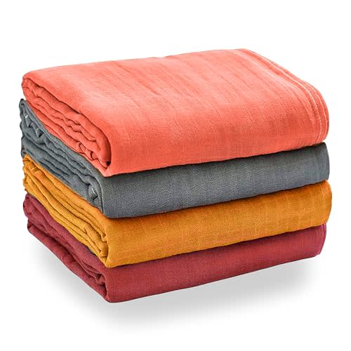 Pack of 4 Baby Swaddle Blankets - Soft Cotton Muslin Swaddle Blanket for Baby Boys and Girls - 47x47inch Unisex Lightweight and Skin-Friendly Newborn Baby Receiving Blankets Swaddle Wrap || Pack of 4