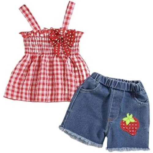 Toddler Girl Clothes Baby Girl Summer Outfits Ruffle Sleeveless Shirts Tops Shorts Set for Girl Clothing