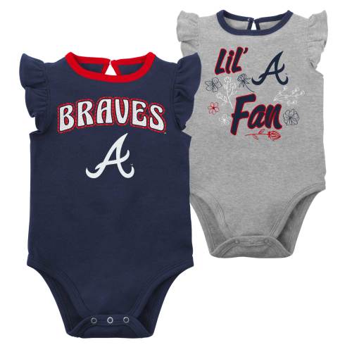 Girls Newborn & Infant Atlanta Braves Navy/Heather Gray Little Fan Two-Pack Bodysuit Set