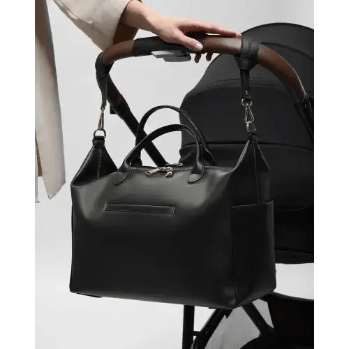 Emmy Vegan Full Diaper Bag - Black/Gold