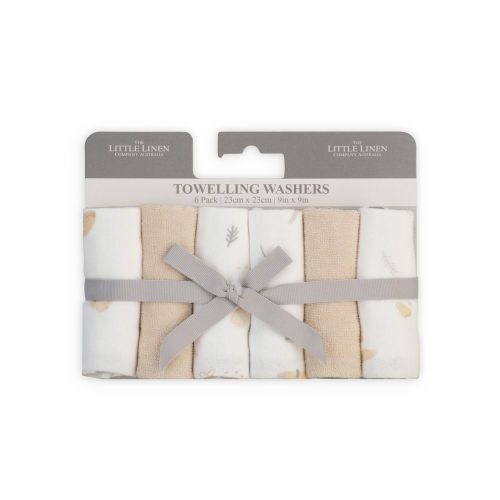 The Little Linen Co. Towelling Wash Cloth Nectar Bear 6 Pack | Face Washers | Baby Bunting AU
