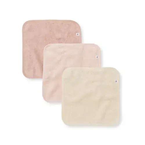Organic Cotton Woven Terry Solid Washcloths 3 Pack Pink Sand