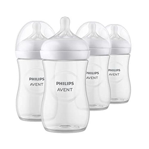Philips AVENT Natural Baby Bottle with Natural Response Nipple, Clear, 9oz, 4pk, SCY903/04 - 4 Pack