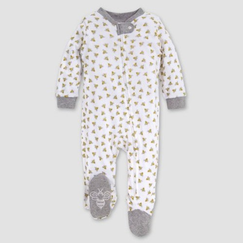 Burt's Bees Baby® Be Honey Bee Striped Organic Cotton Sleep 'N Play Footed Pajama - Yellow/White/Black 0-3M